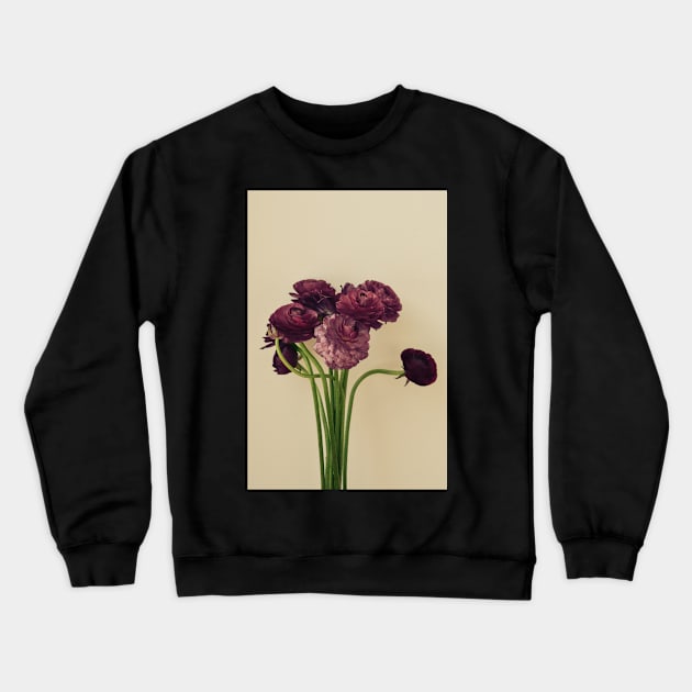 Purple Ranunculus Flowers Crewneck Sweatshirt by oliviastclaire